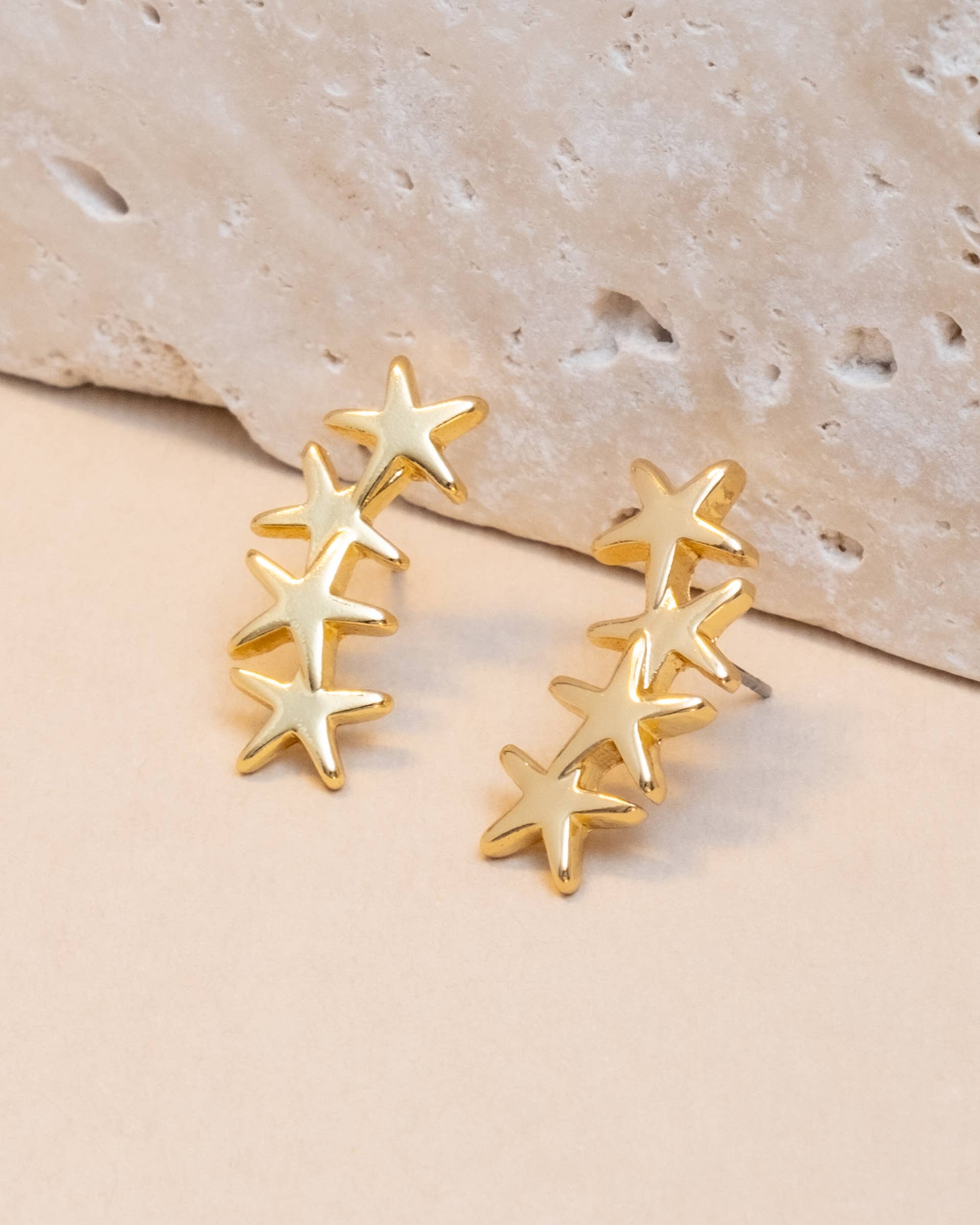 Gold Starlit Ear Climber Earrings