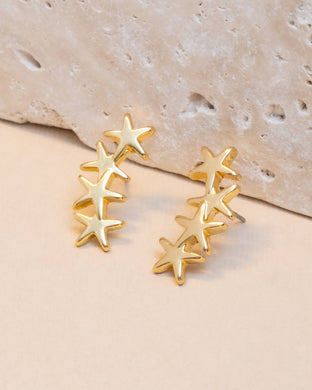 Gold Starlit Ear Climber Earrings
