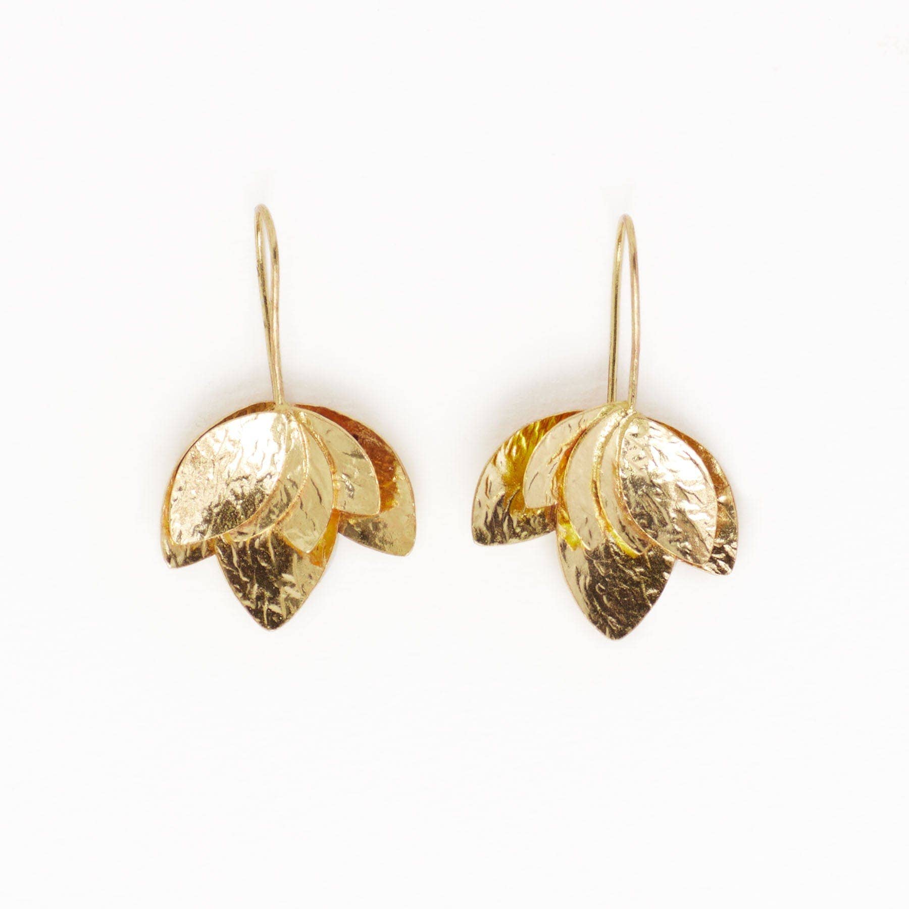 Sasha Layered Flower Threader Earrings Brass Wholesale