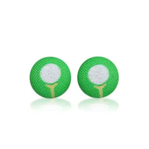 Golf Fabric Button Earrings