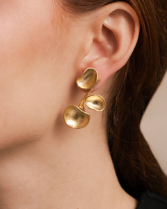 Brushed Gold Floating Pod Statement Earrings