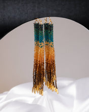 Beaded Handwoven Ombre Tassel Earrings (Green)