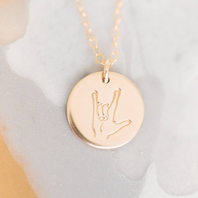 'I Love You' Sign Language Disc Necklace