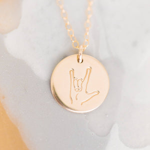 'I Love You' Sign Language Disc Necklace