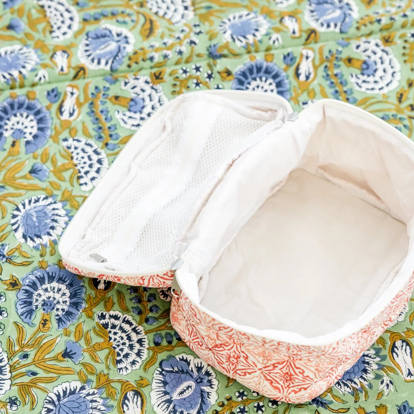 Coral Medallion Cosmetic Pouch