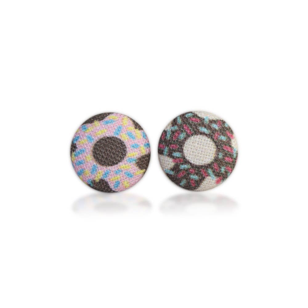 Donut Fabric Button Earrings