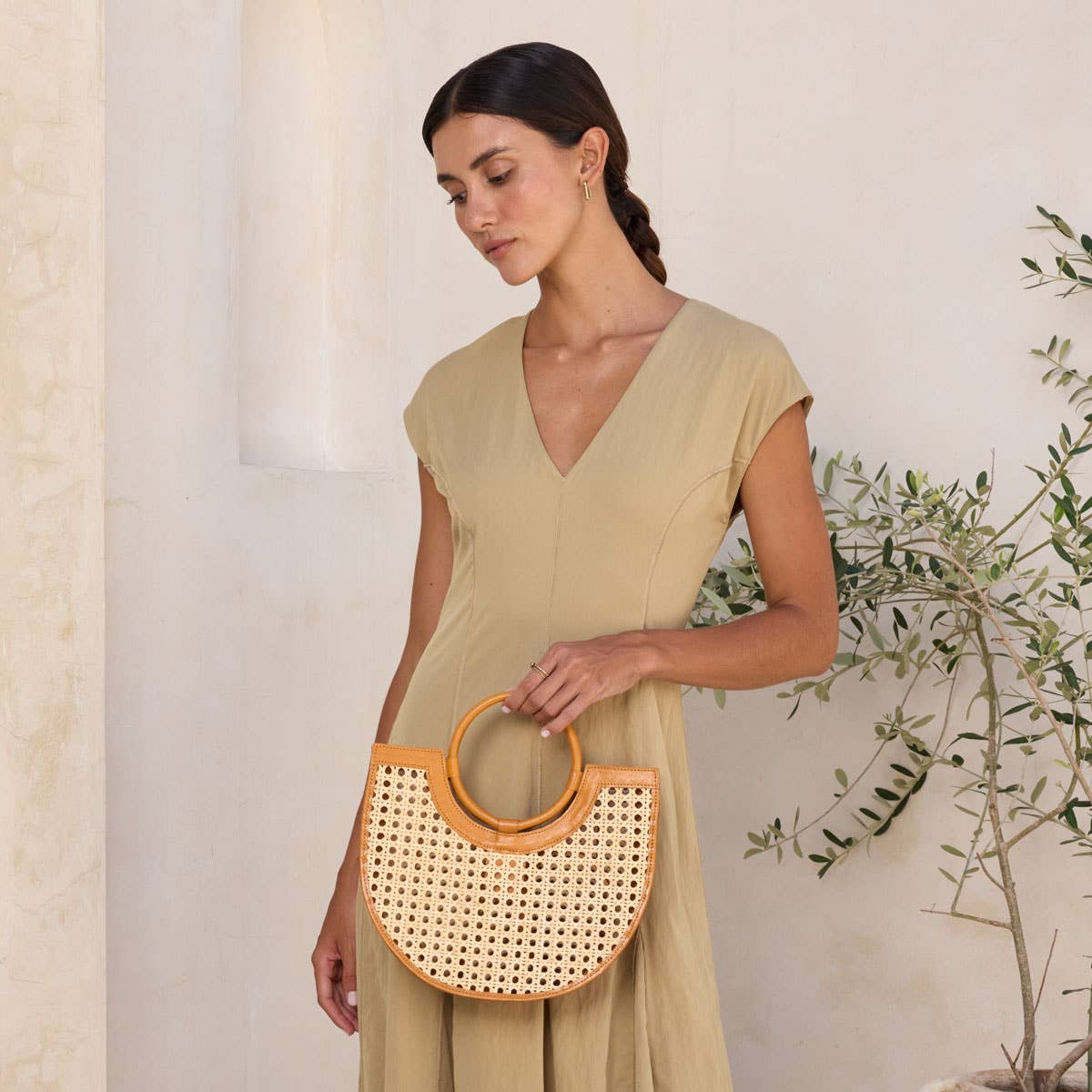Brown Leather Square Cane Weave Rattan Handbag – Tenfold Collective