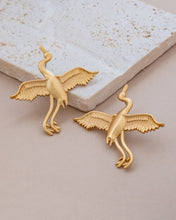 Brushed Gold Flying Swan Earrings