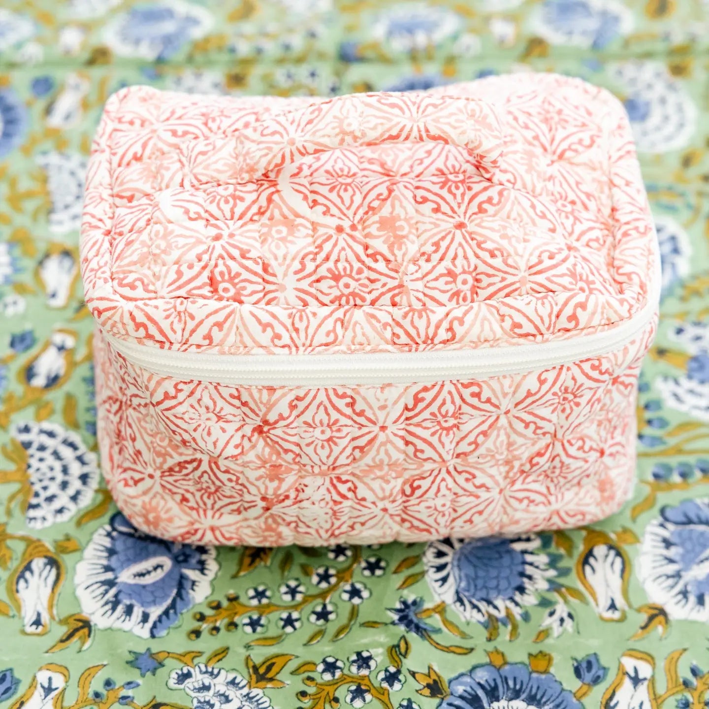 Coral Medallion Cosmetic Pouch