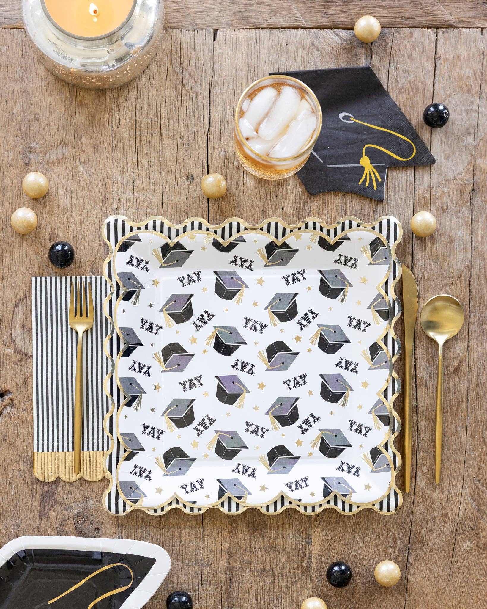 Black & Cream Striped Dinner Napkin