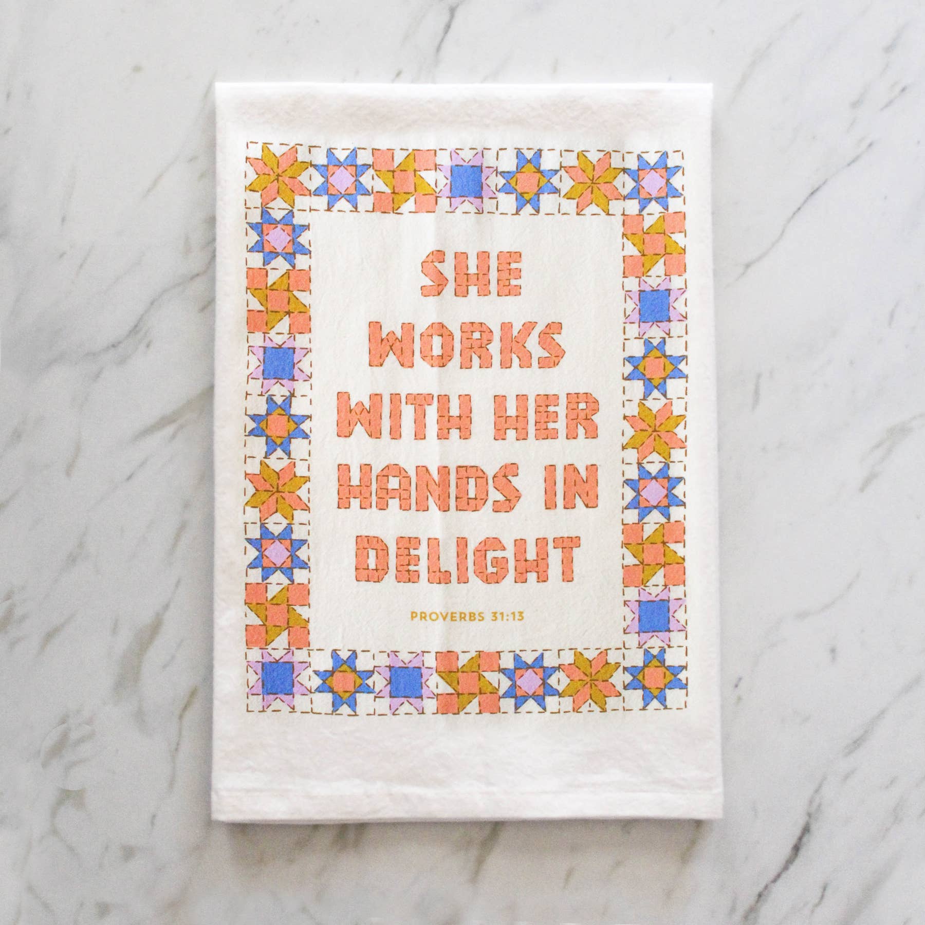 She Works With Her Hands Proverbs 31 Tea Towel
