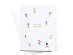 'Tis the Season Skiiers Letterpress Greeting Card