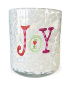 Joy Holiday Hand Painted Candle