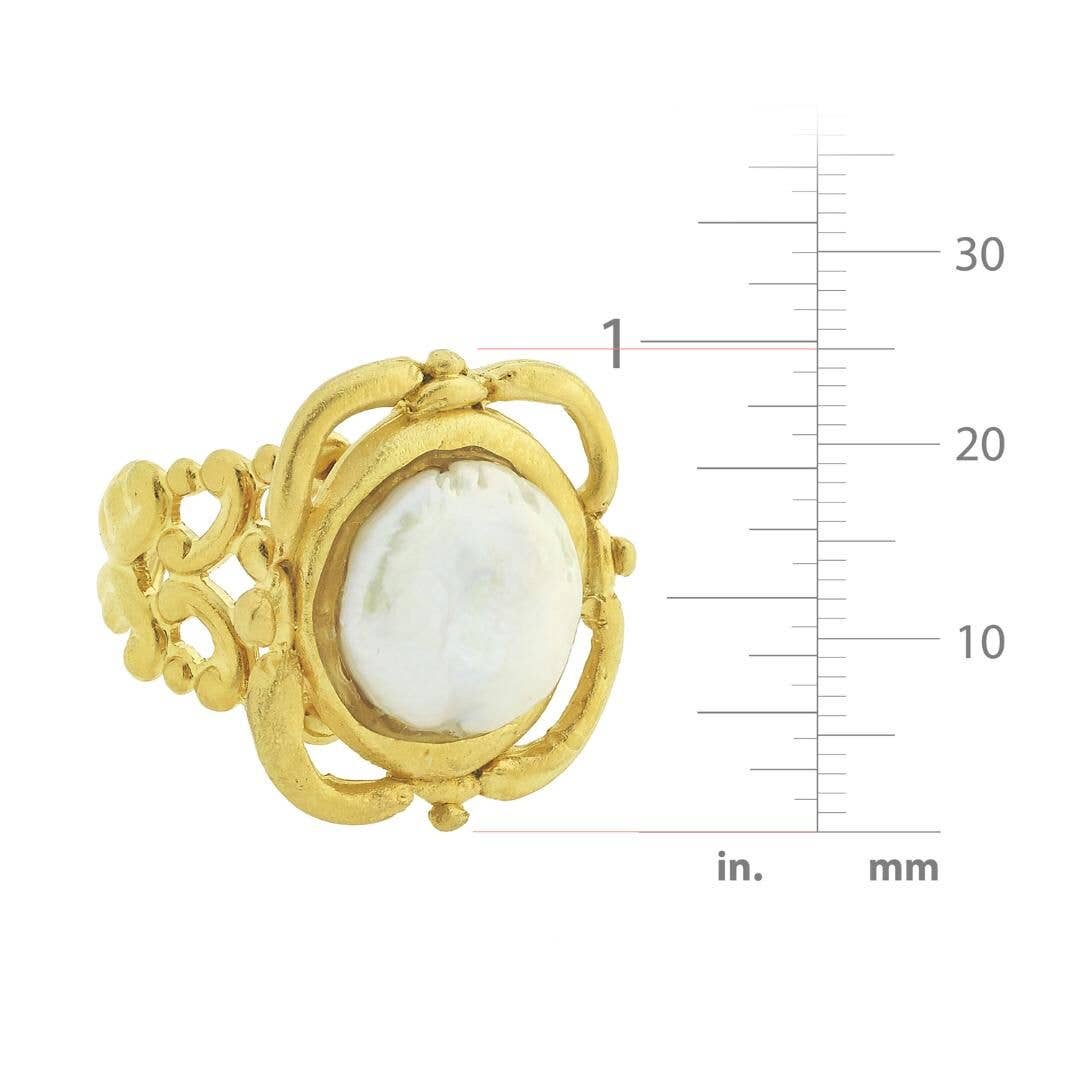 Handcast Gold Pearl Adjustable Ring | Susan Shaw