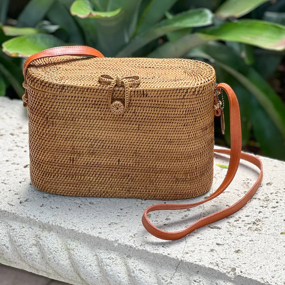 Ata Vine Cross Body Tote Bag with Flat Top