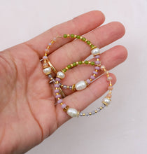 Pearl and Pastel Beaded Hoops