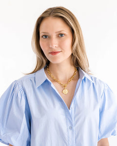 Gold Intaglio Bee Front Toggle Necklace