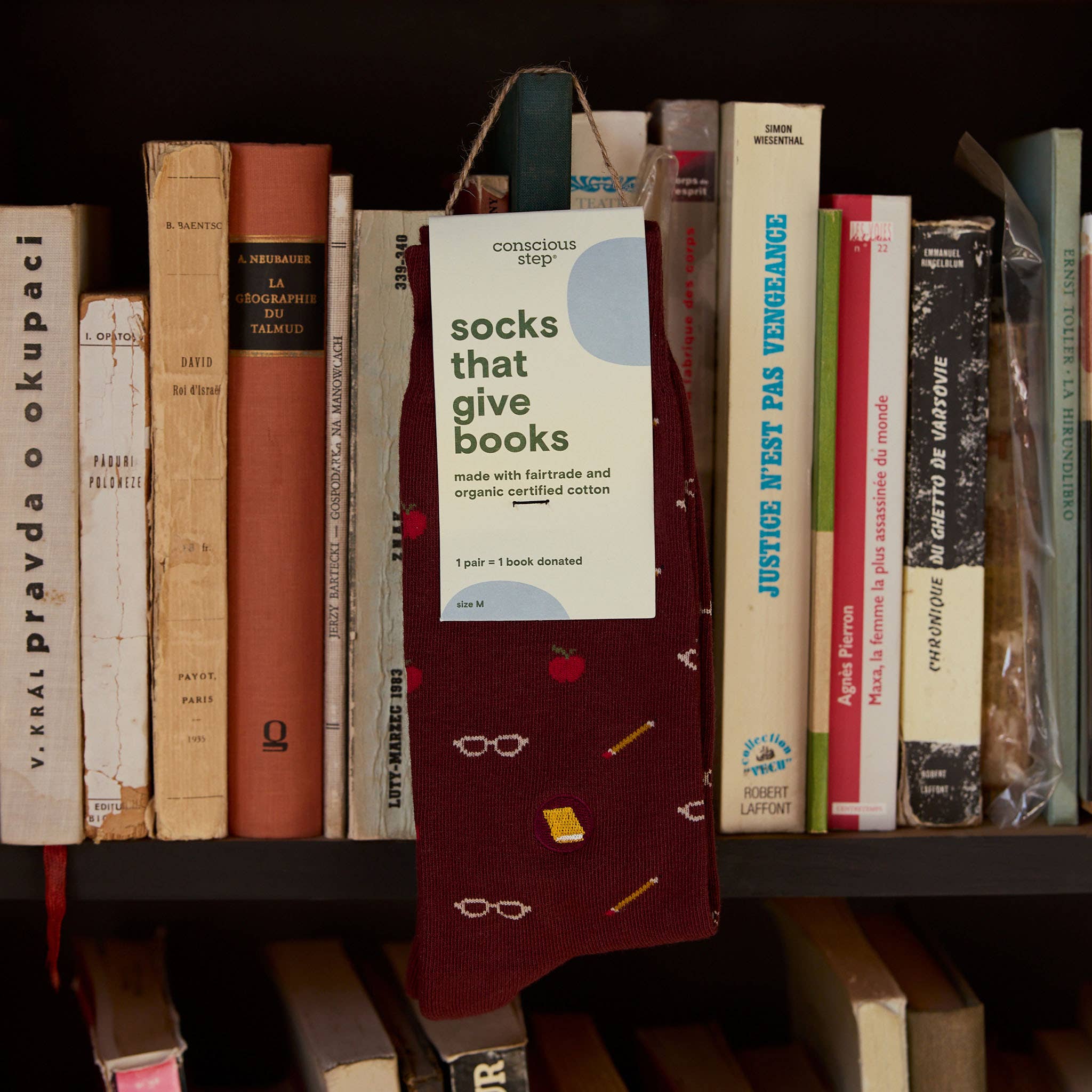 Socks that Give Books (Red Apples, Pencils, and Glasses)