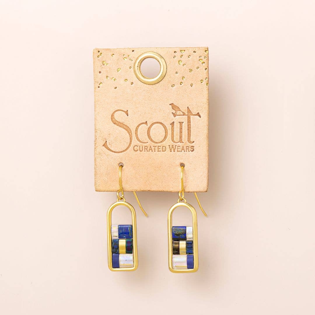 Good Karma Miyuki Frame Earring - Indigo/Gold