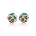 Strawberry Patch Fabric Button Earrings