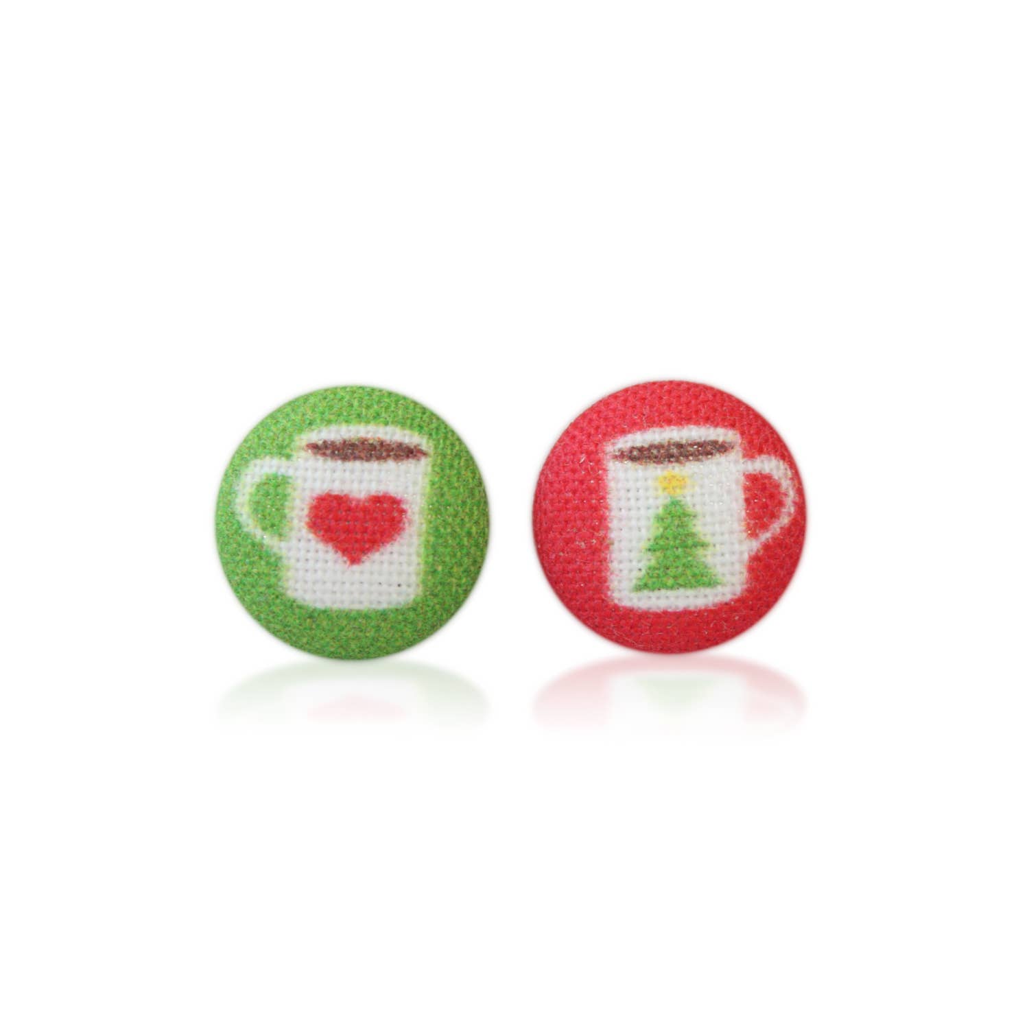 Hot Chocolate Fabric Button Earrings