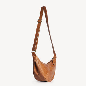 Leather Moon Sling Bag - Camel