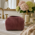 Velvet and Block Print Lined Cosmetic Pouch