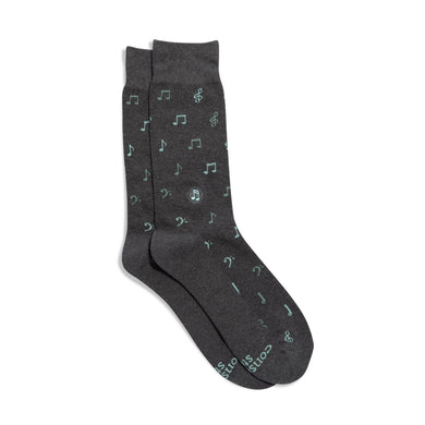 Socks that Support Music (Gray Music Notes): Medium