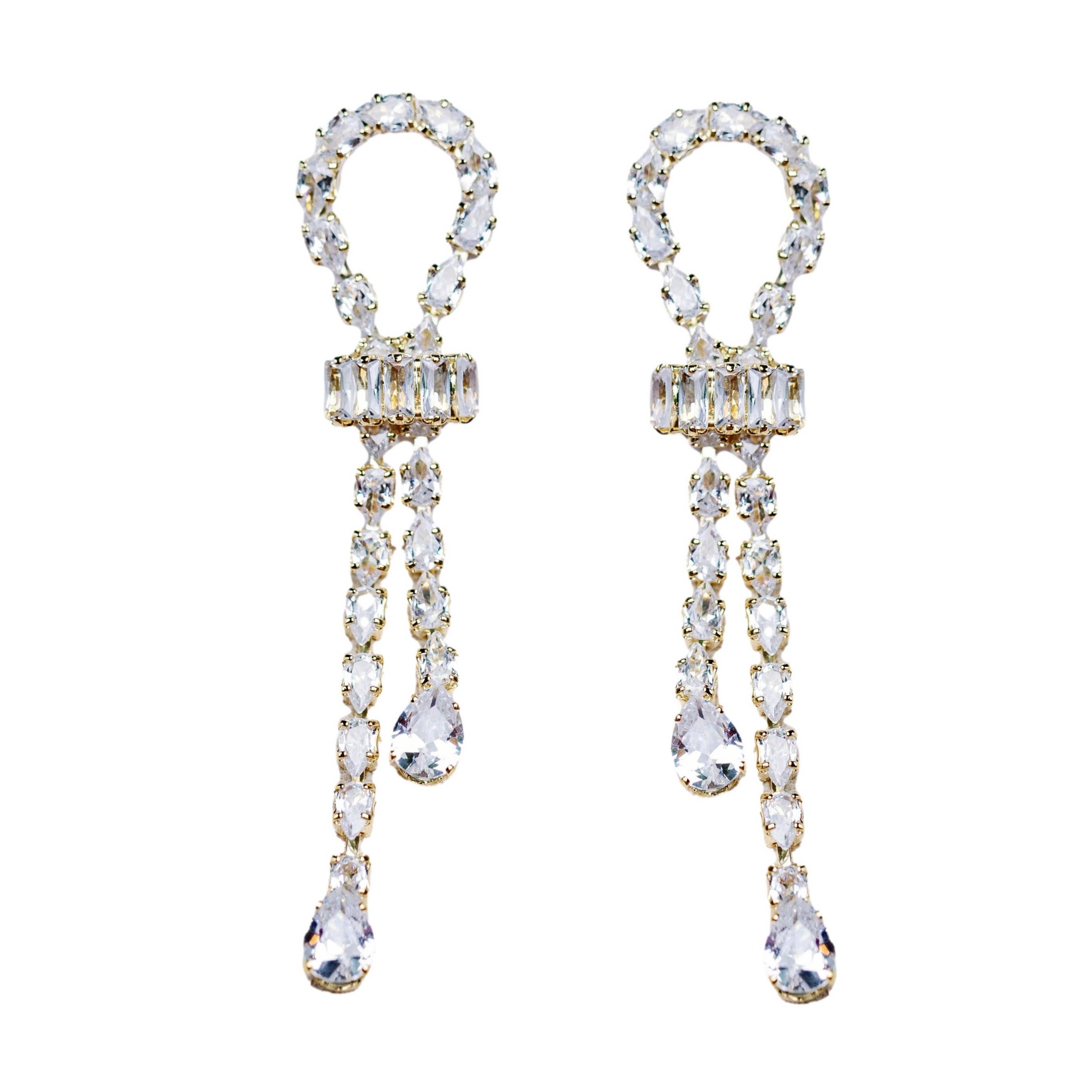 Diamond Drop Statement Earrings