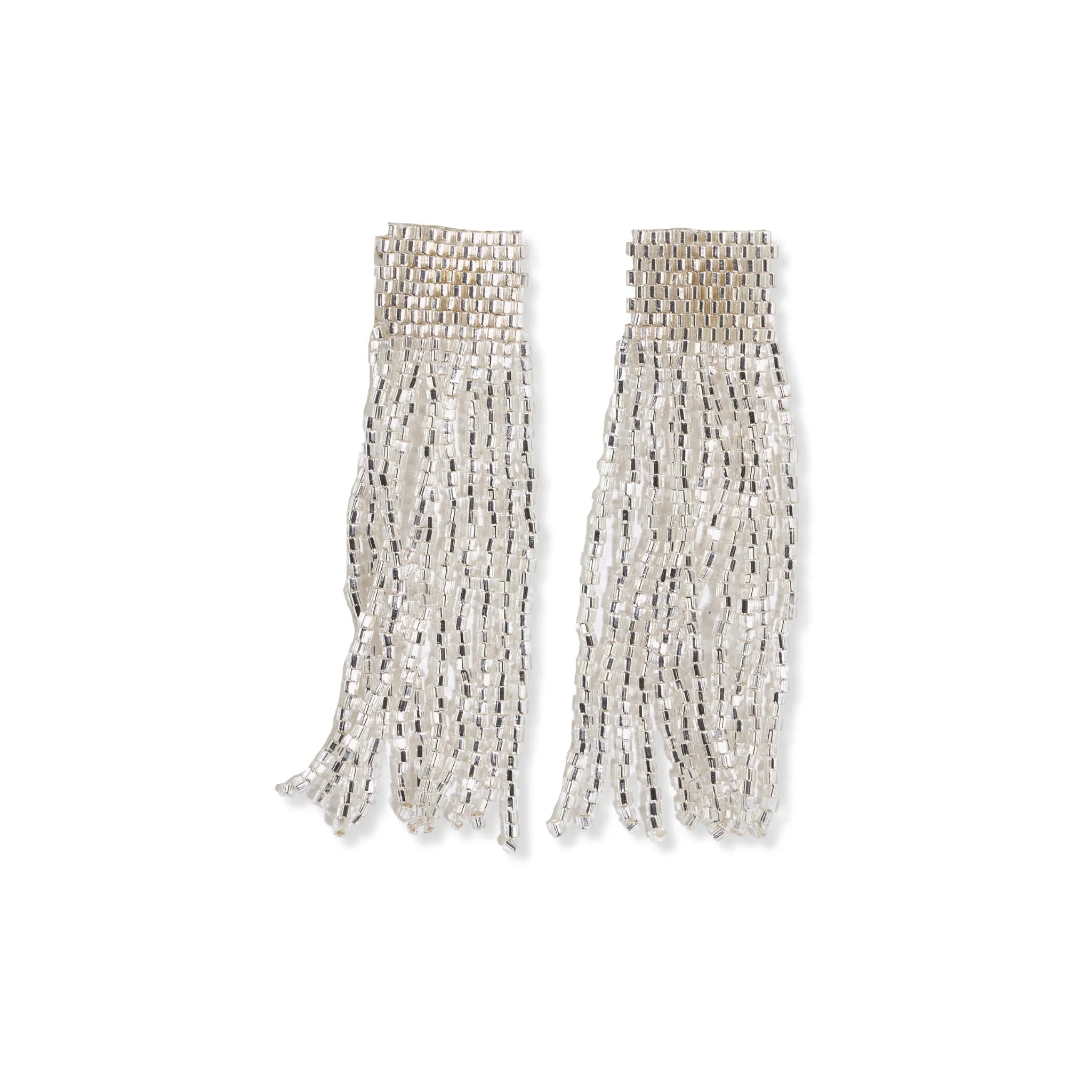 Marilyn Silver Beaded Fringe Earrings