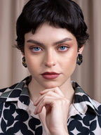 Embroidered Scallop Stud Earrings