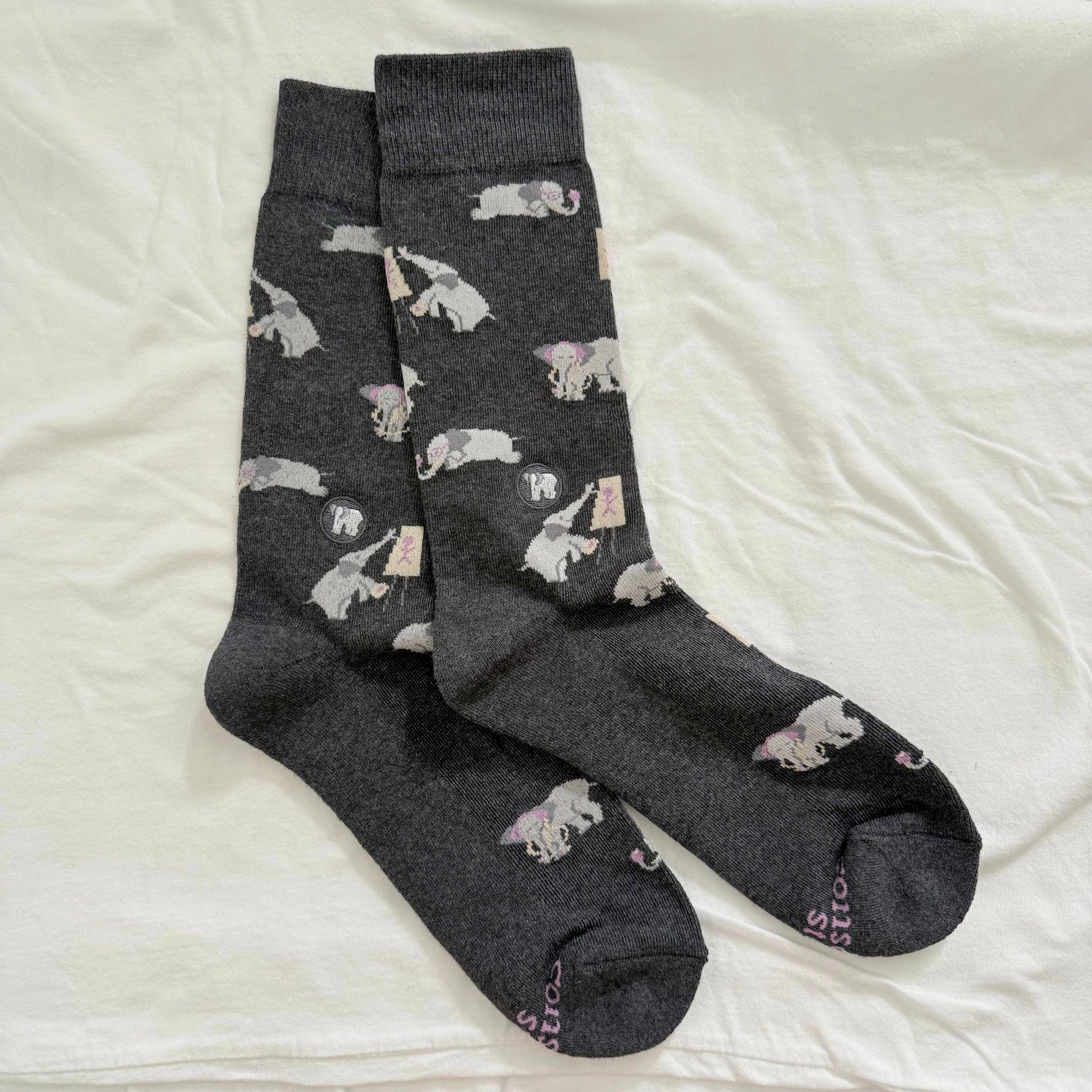 Socks that Support Mental Health (Gray Elephants)