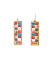 Mosaic Tila and Brass Earrings