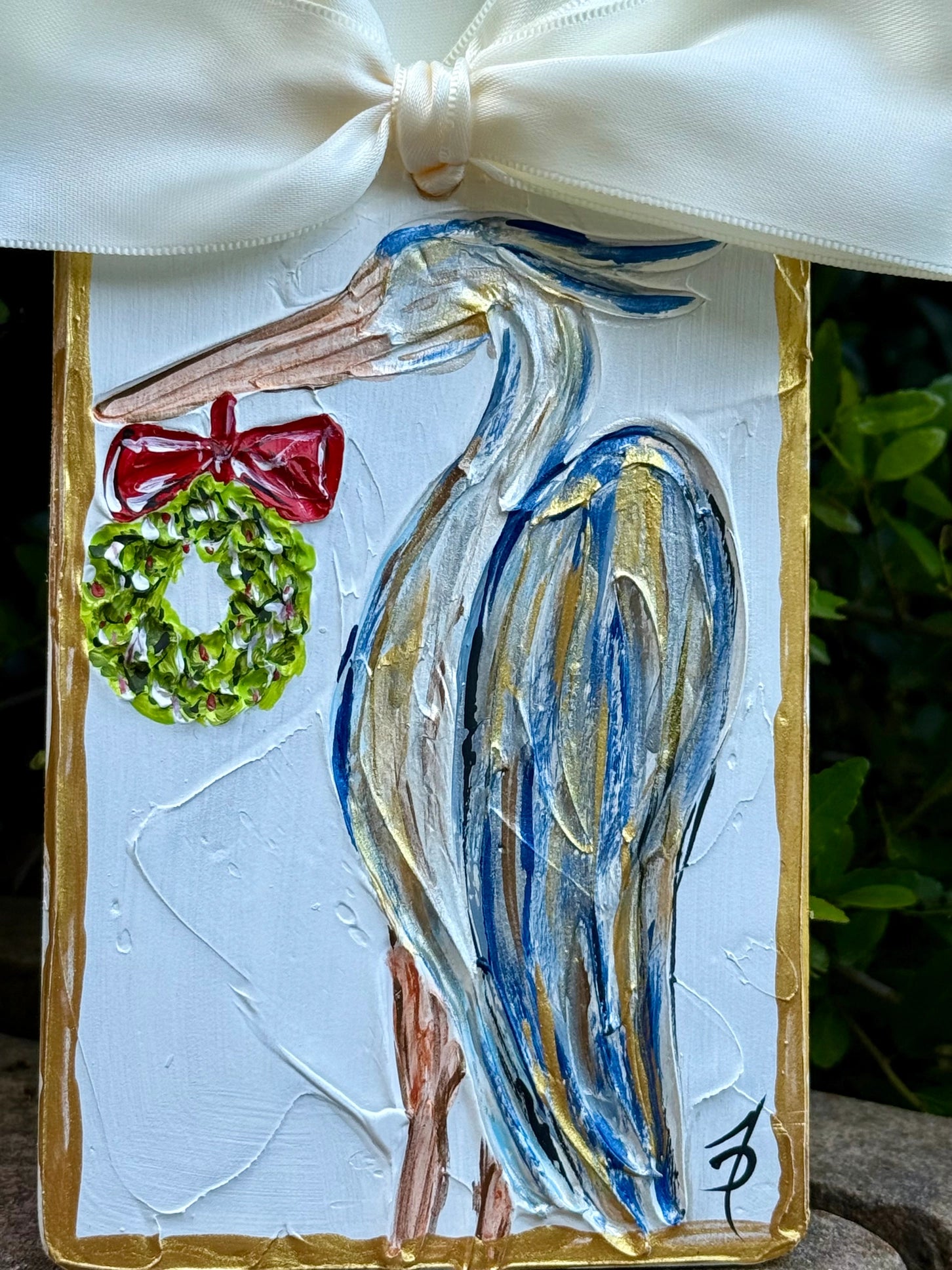Heron Hand Painted Ornament 