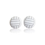 Volleyball Fabric Button Earrings