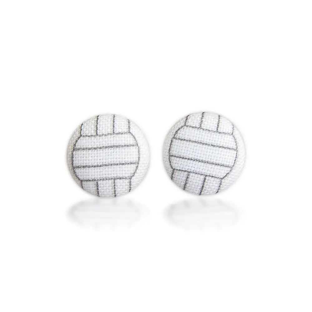 Volleyball Fabric Button Earrings