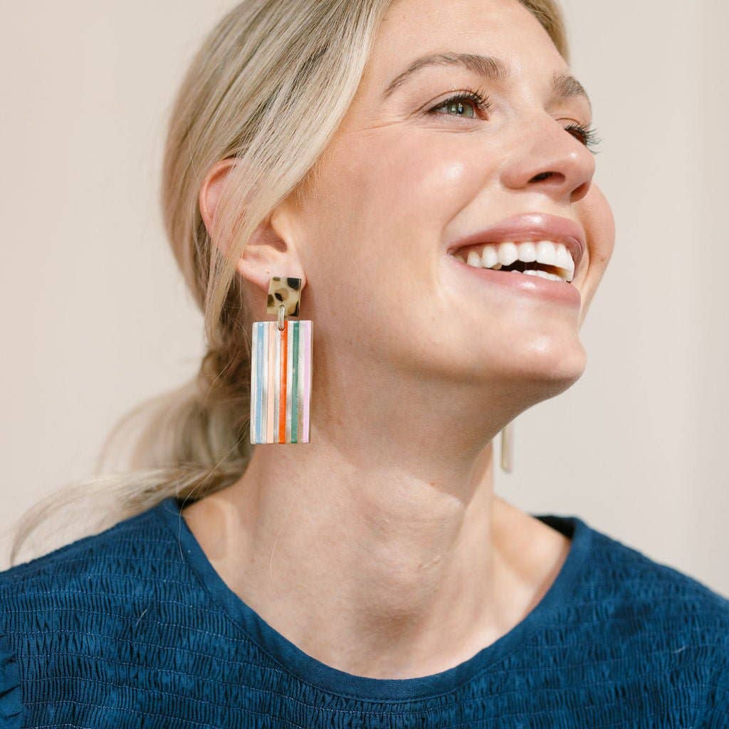 Color Striped Cabana Earrings|| Sunshine Tienda