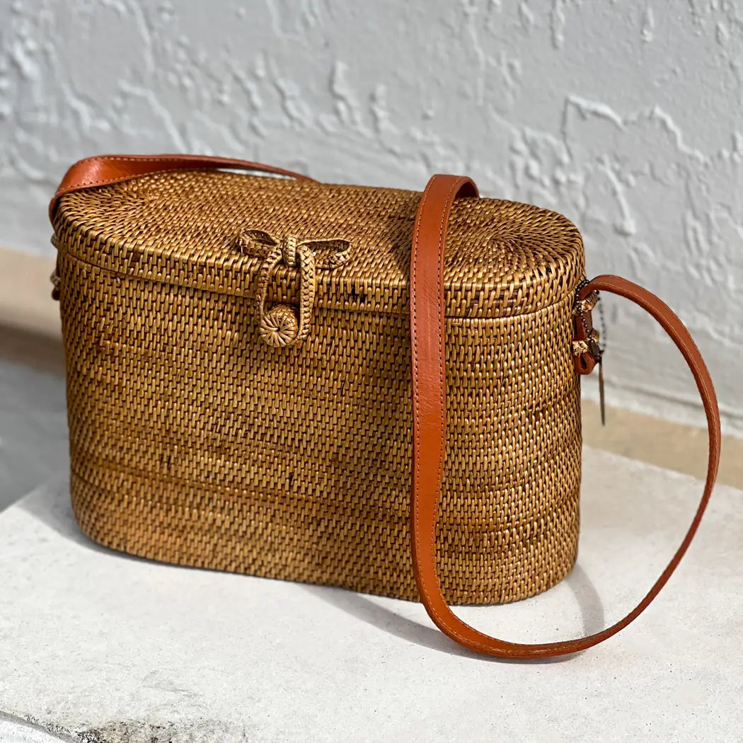 Ata Vine Cross Body Tote Bag with Flat Top