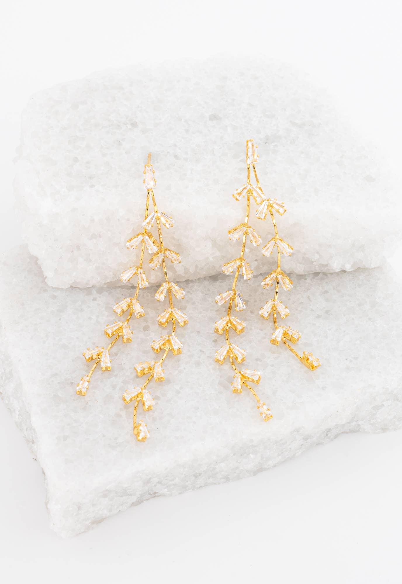 Graceful Willow Gold Dangle Earrings