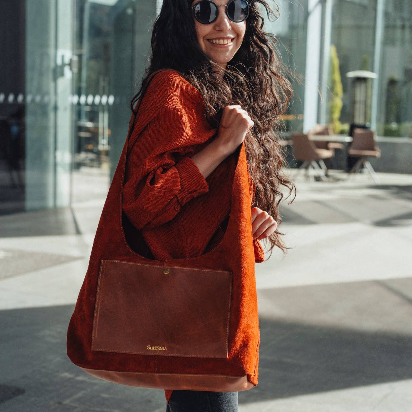 Elevated Hobo in Copper Suede