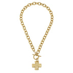 Gold Cross Front Toggle Necklace | Susan Shaw