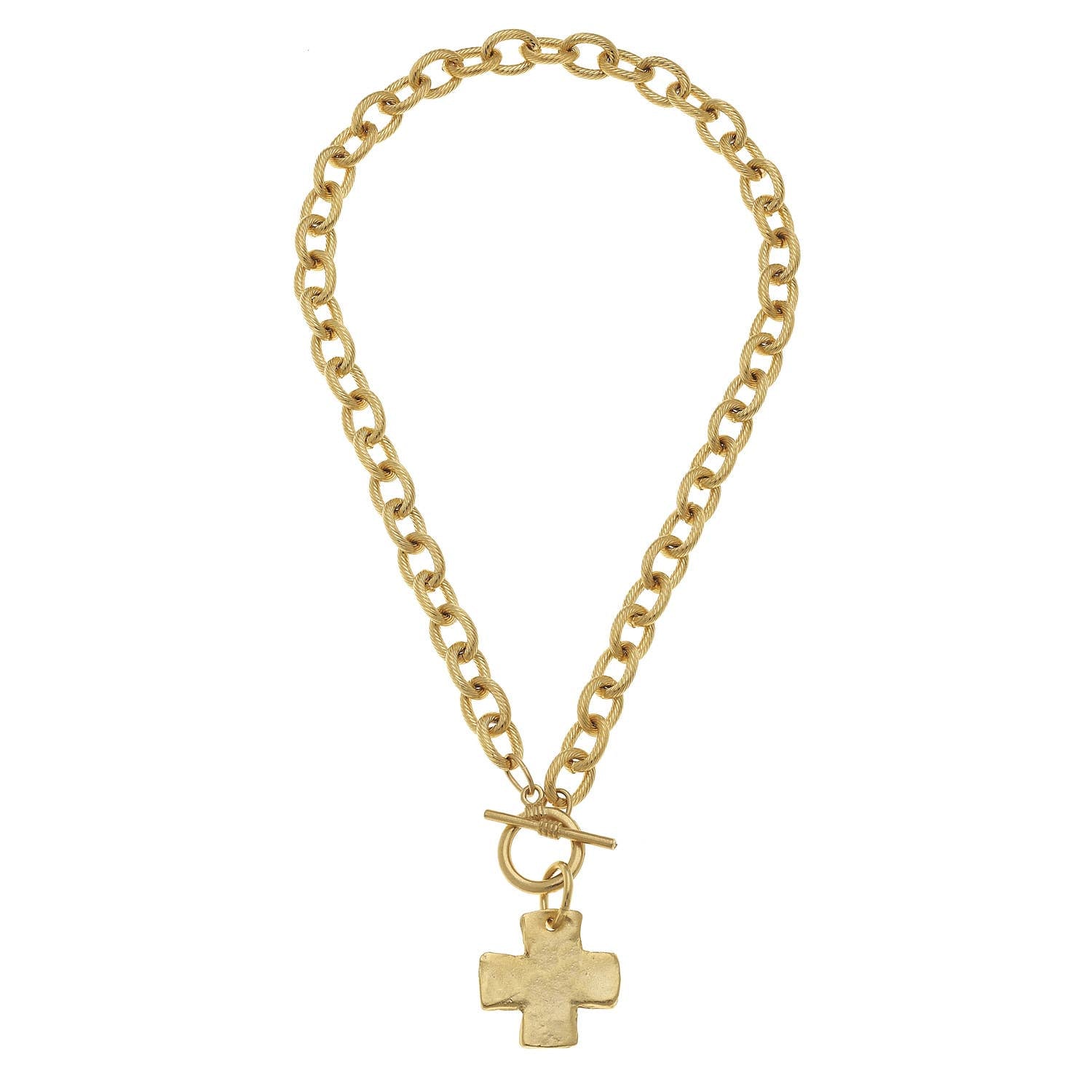 Gold Cross Front Toggle Necklace | Susan Shaw