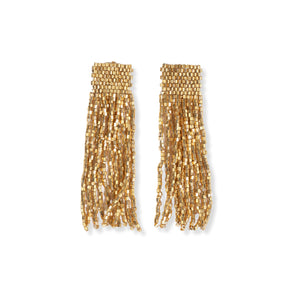 Marilyn Gold Beaded Fringe Earrings
