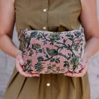 Blush Garden Velvet Cosmetic Pouch