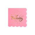 Happy Birthday Pink Paper Cocktail Napkin
