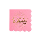 Happy Birthday Pink Paper Cocktail Napkin