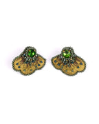 Embroidered Scallop Stud Earrings