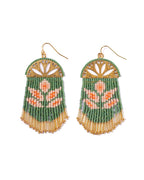 Beaded Handwoven Lotus Fringe Earrings