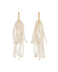 Marissa Brass + Bead Fringe Earrings Cream