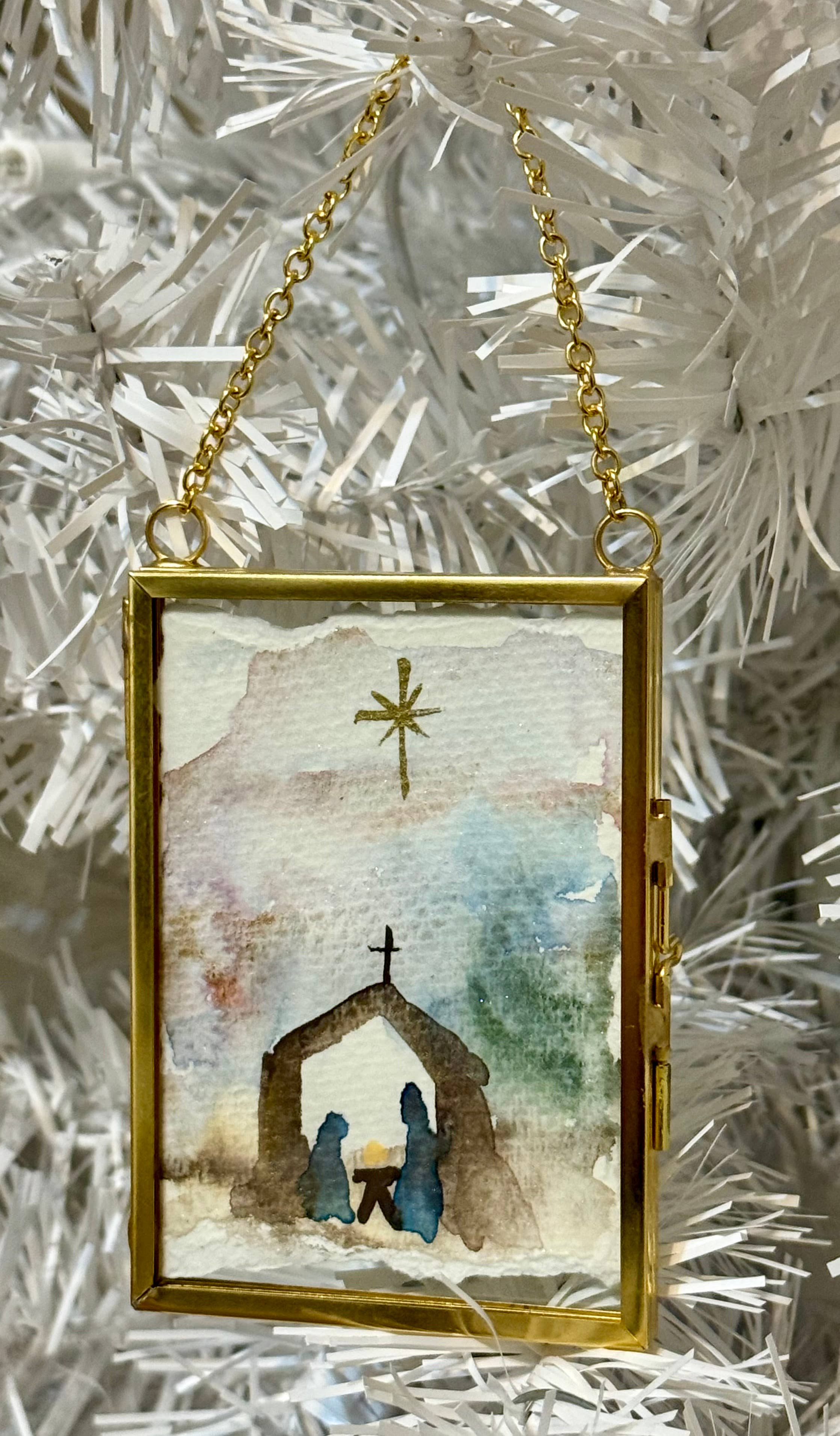 Watercolor Nativity Christmas Ornament